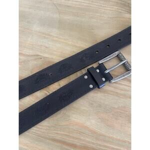 Western Leather Black Floral Embossed Silver Buckle Belt Womens XL